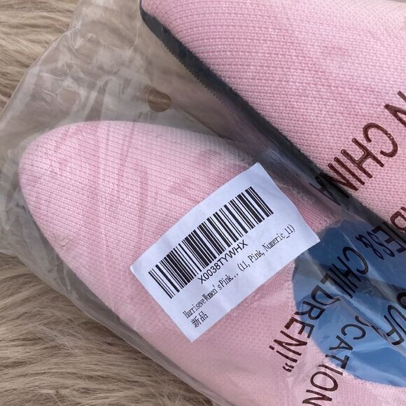 Briefola Women’s Light Pink Textured Knot Pointed Toe Slip On Flats - Picture 9 of 10